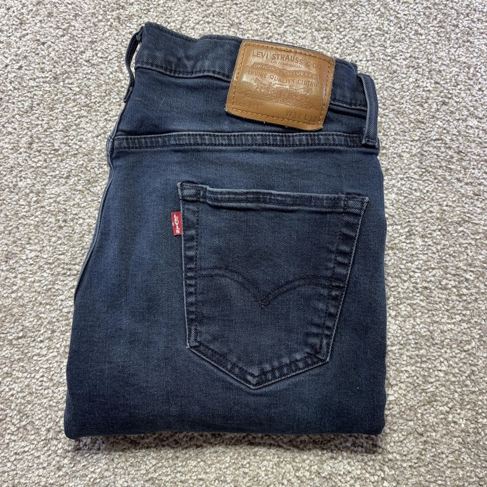 Levis 511 Slim Jeans Mens 34x32 Blue Dark Wash Tapered Stretch Denim Pants